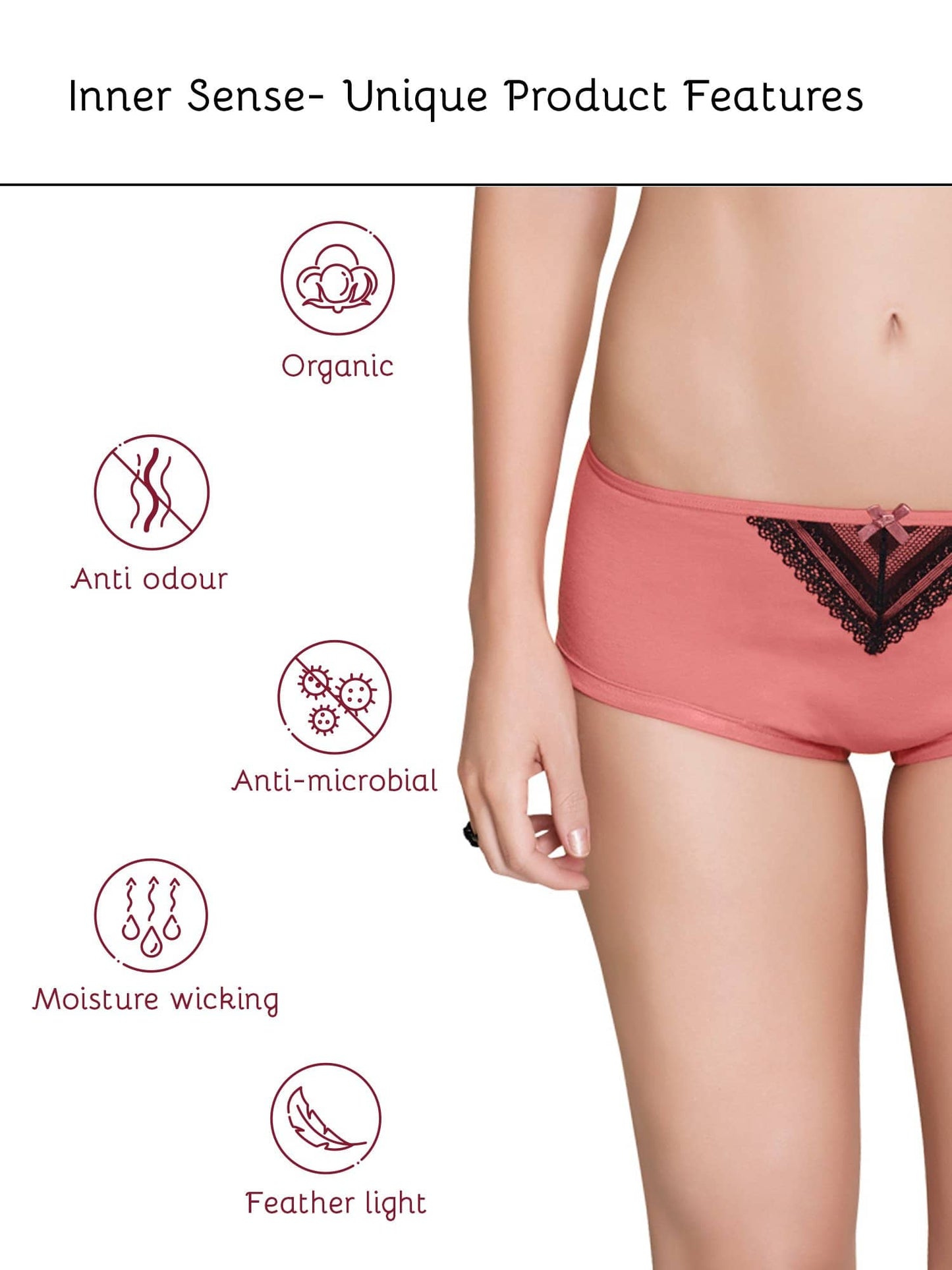 Organic Cotton Antimicrobial laced Boyshorts(Pack of 3)-ISPC015_3