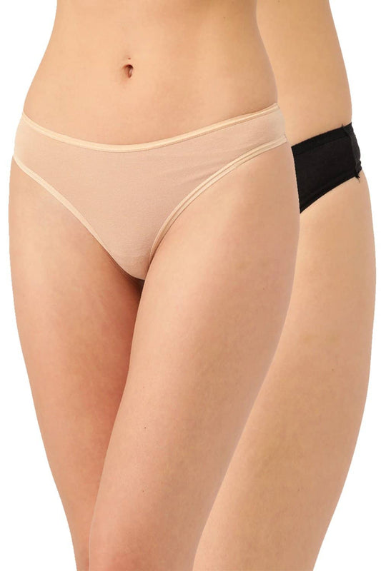 Organic Cotton Antimicrobial Thong (Pack Of 2)-ISP054-Black_Skin-