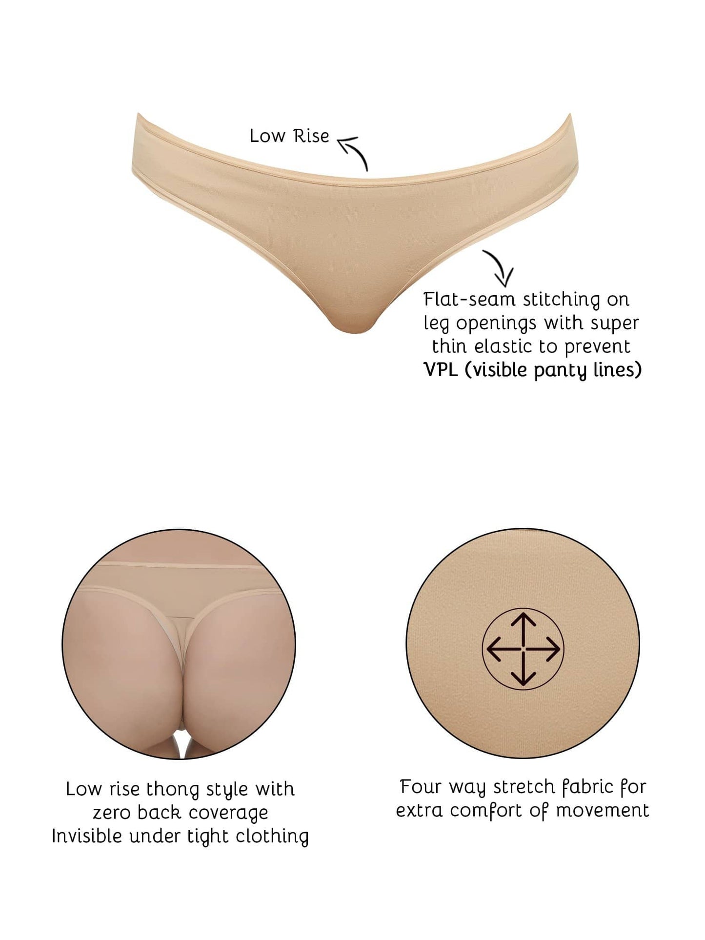 Organic Cotton Antimicrobial Thong ( Pack of 2 )-ISPC054-Skin_Black-