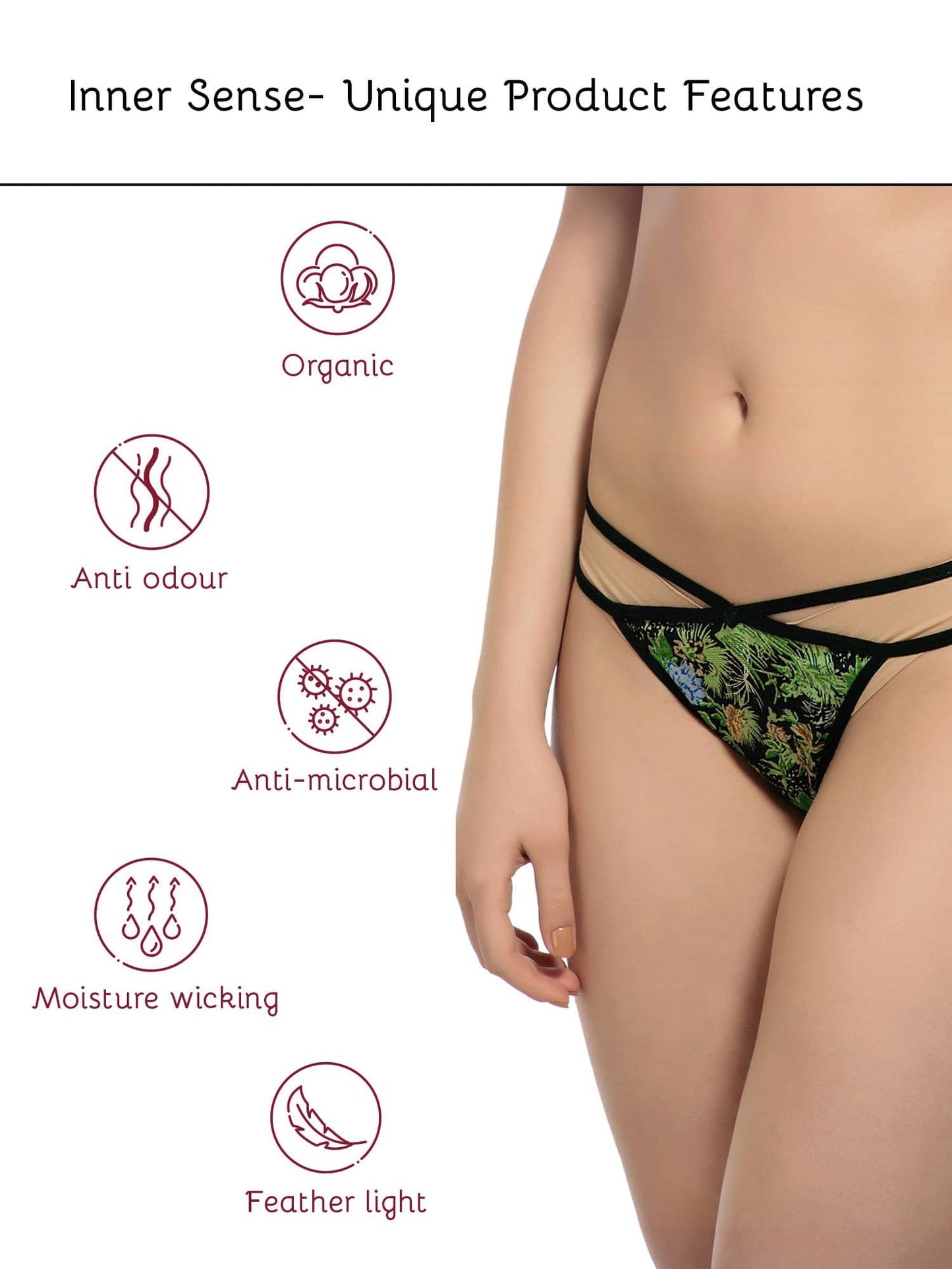 Organic Cotton Antimicrobial Thong (Pack Of 5)-ISP055_5-
