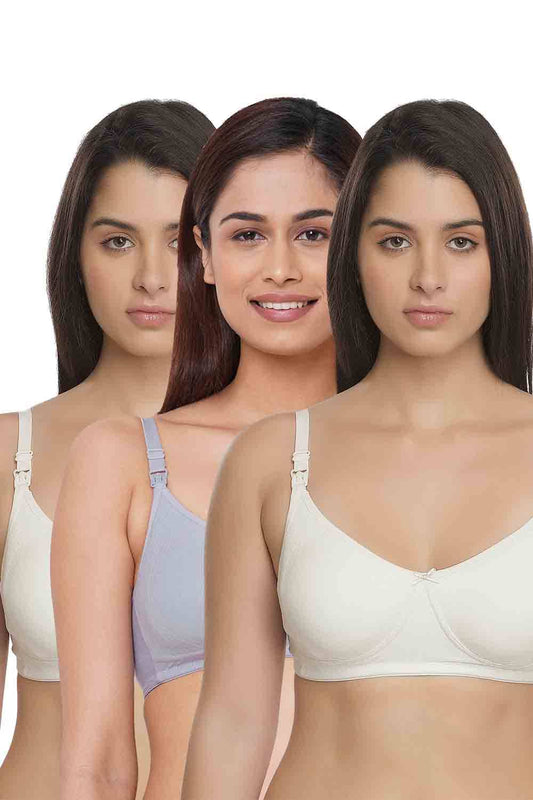Organic Cotton Antimicrobial Soft Feeding Bra (Pack of 3)-IMB005D_5F_5F-