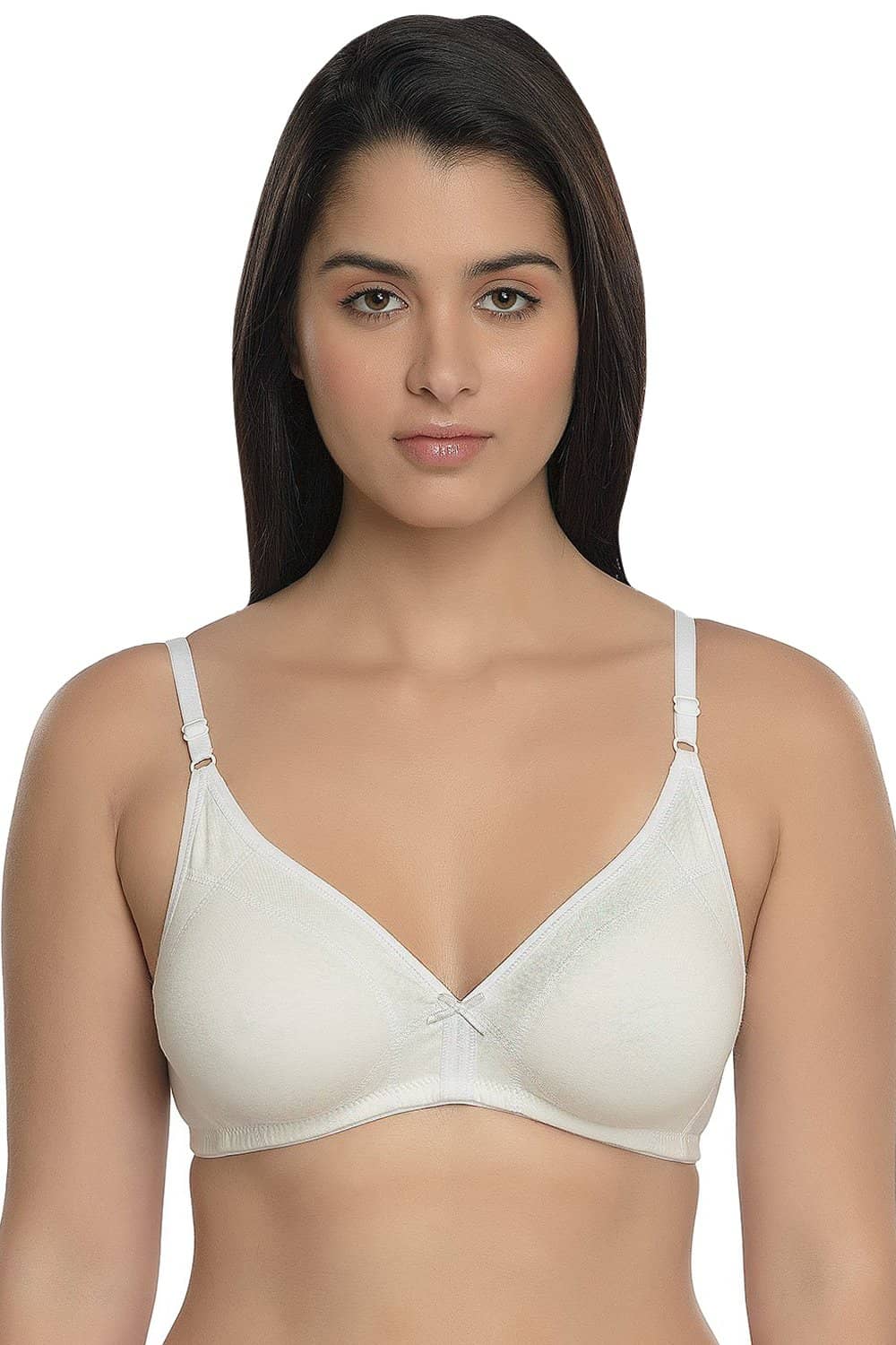 Organic Cotton Antimicrobial Seamless Triangular Bra with Supportive  Stitch-ISB099-Milky White