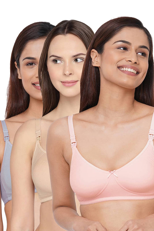 Organic Cotton Antimicrobial Soft Feeding Bra (Pack of 3)-IMB005A_5B_5D-