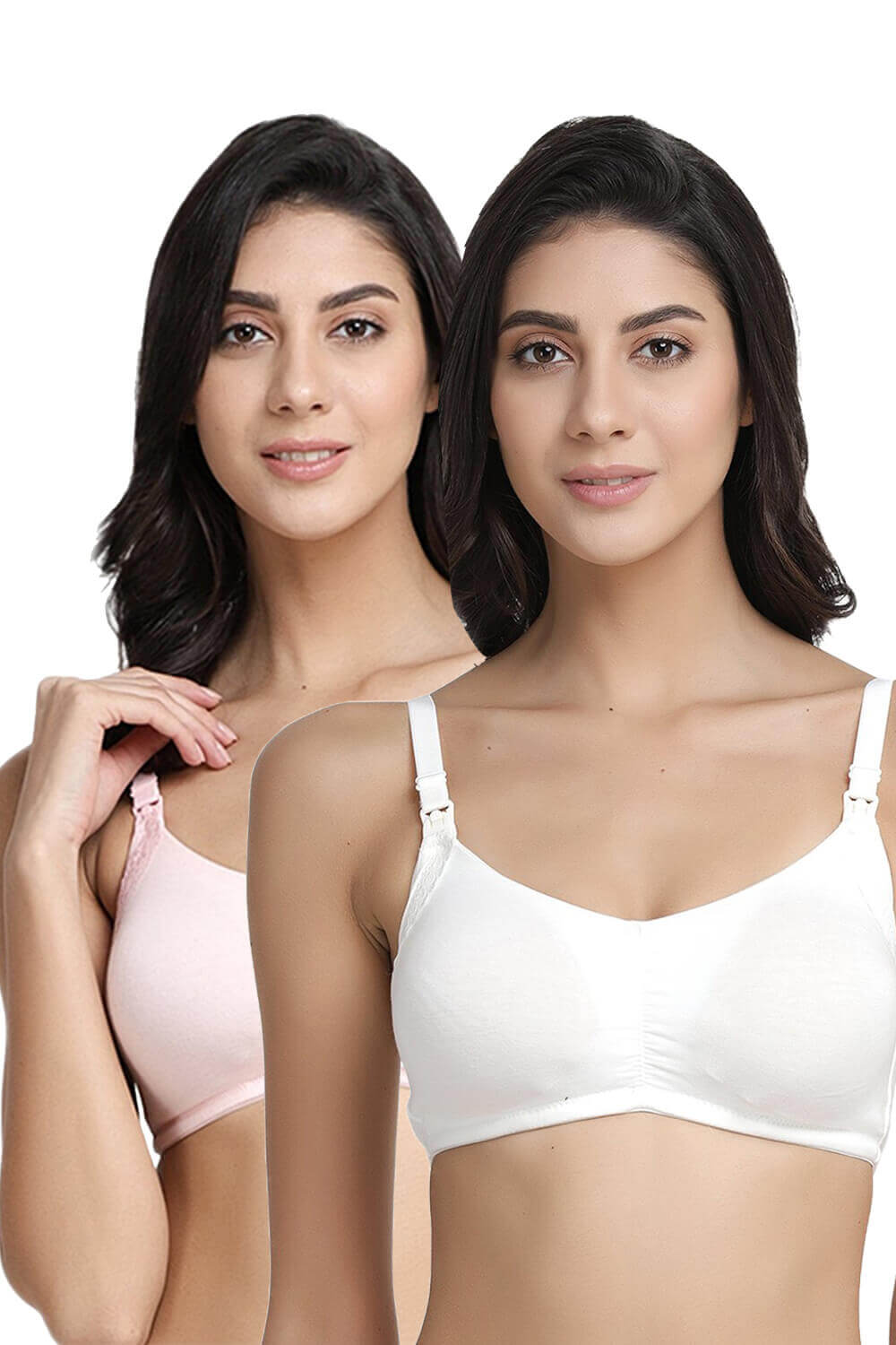 Organic Cotton Antimicrobial Soft Nursing Bra with Removable Pads (Pack of 2)-IMB001A_1C-
