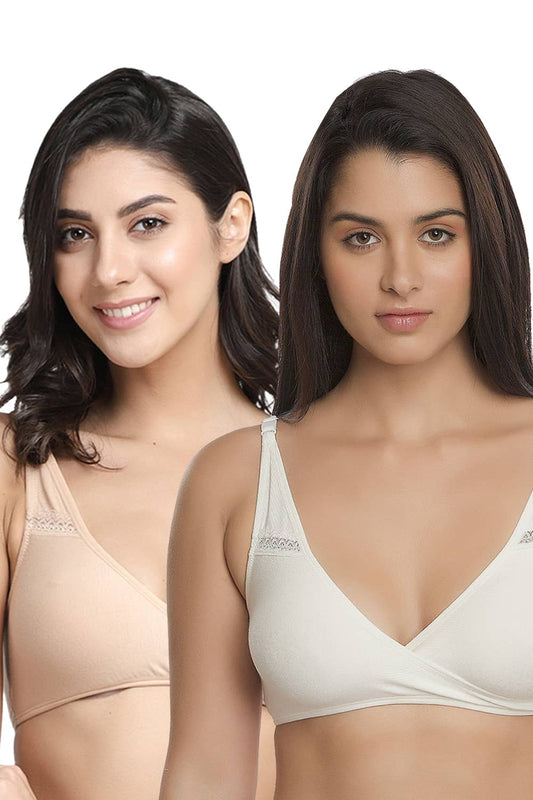 Organic Cotton Antimicrobial Sleeping/Feeding Bra(Pack of 2)-IMB007E_7F-