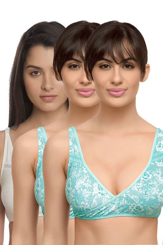 Organic Cotton Antimicrobial Sleeping/Feeding Bra Combo (Pack of 3)-IMB007D_7D_7E-