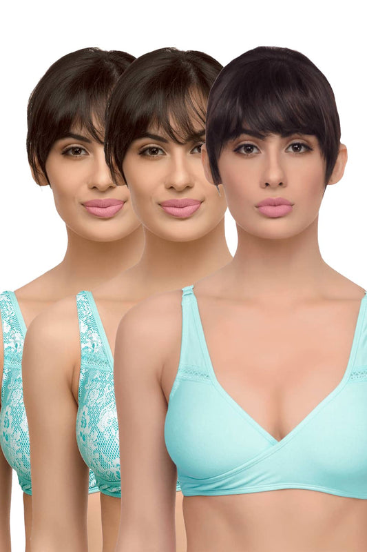 Organic Cotton Antimicrobial Sleeping/Feeding Bra Combo (Pack of 3)-IMB007D_7D_7C-