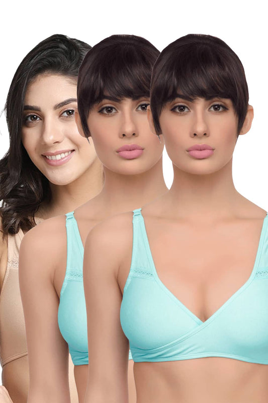 Organic Cotton Antimicrobial Sleeping/Feeding Bra Combo (Pack of 3)-IMB007C_7C_7F-