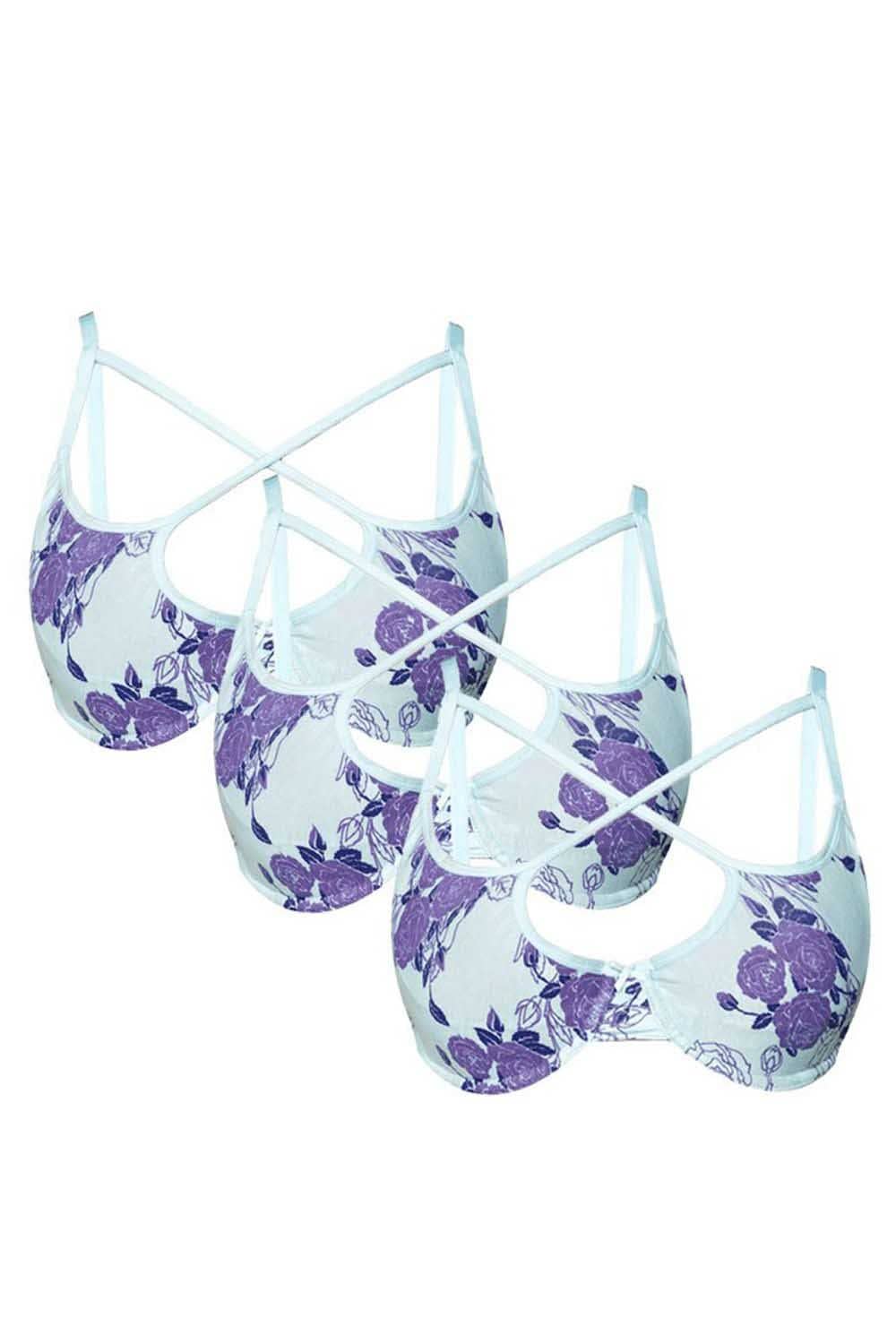 Organic Cotton Antimicrobial Lightly Padded Underwired Cage Bra(Pack of 3)-ISB052_52_52-