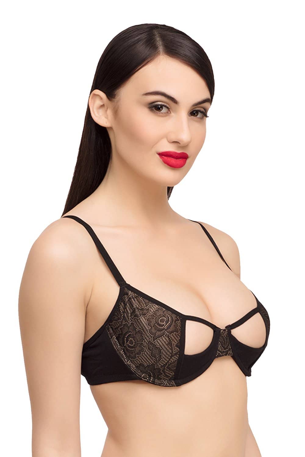 Organic Cotton Premium Padded Underwired Lace Cage Bra-ISB051-