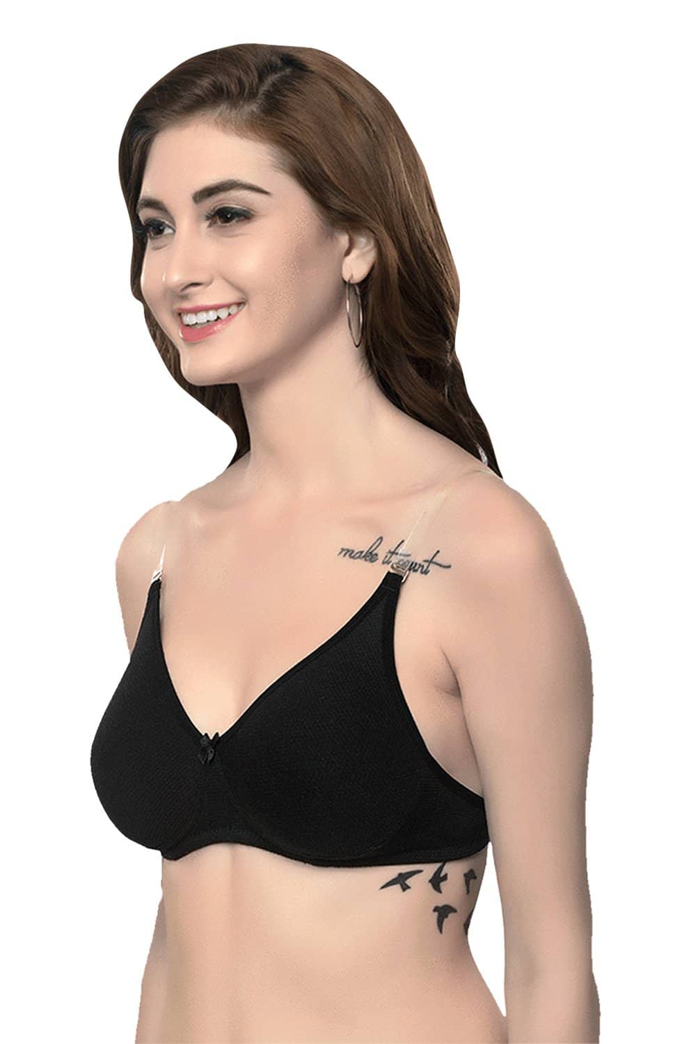 Organic Cotton Antimicrobial Backless Non-Padded Seamless bra-ISB100-Black-