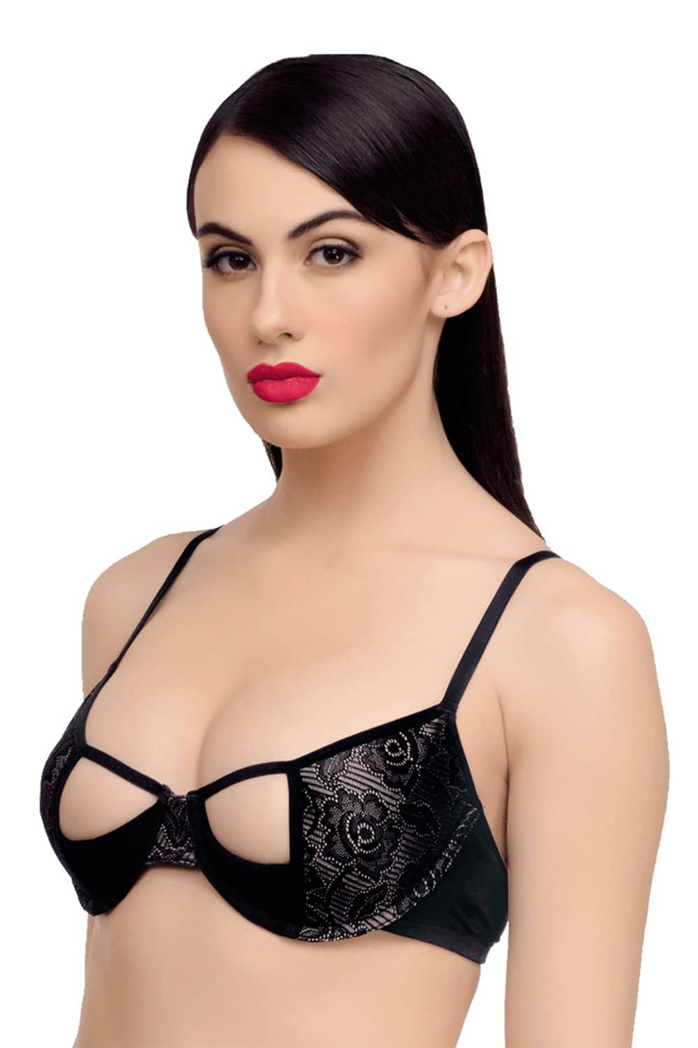 Organic Cotton Premium Padded Underwired Lace Cage Bra-ISB051-