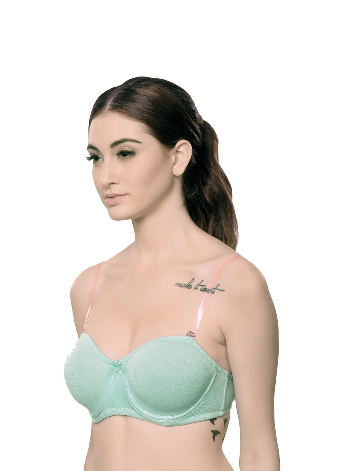 Organic Cotton Antimicrobial Non-padded Strapless Bra-ISB020-Ocean Green-