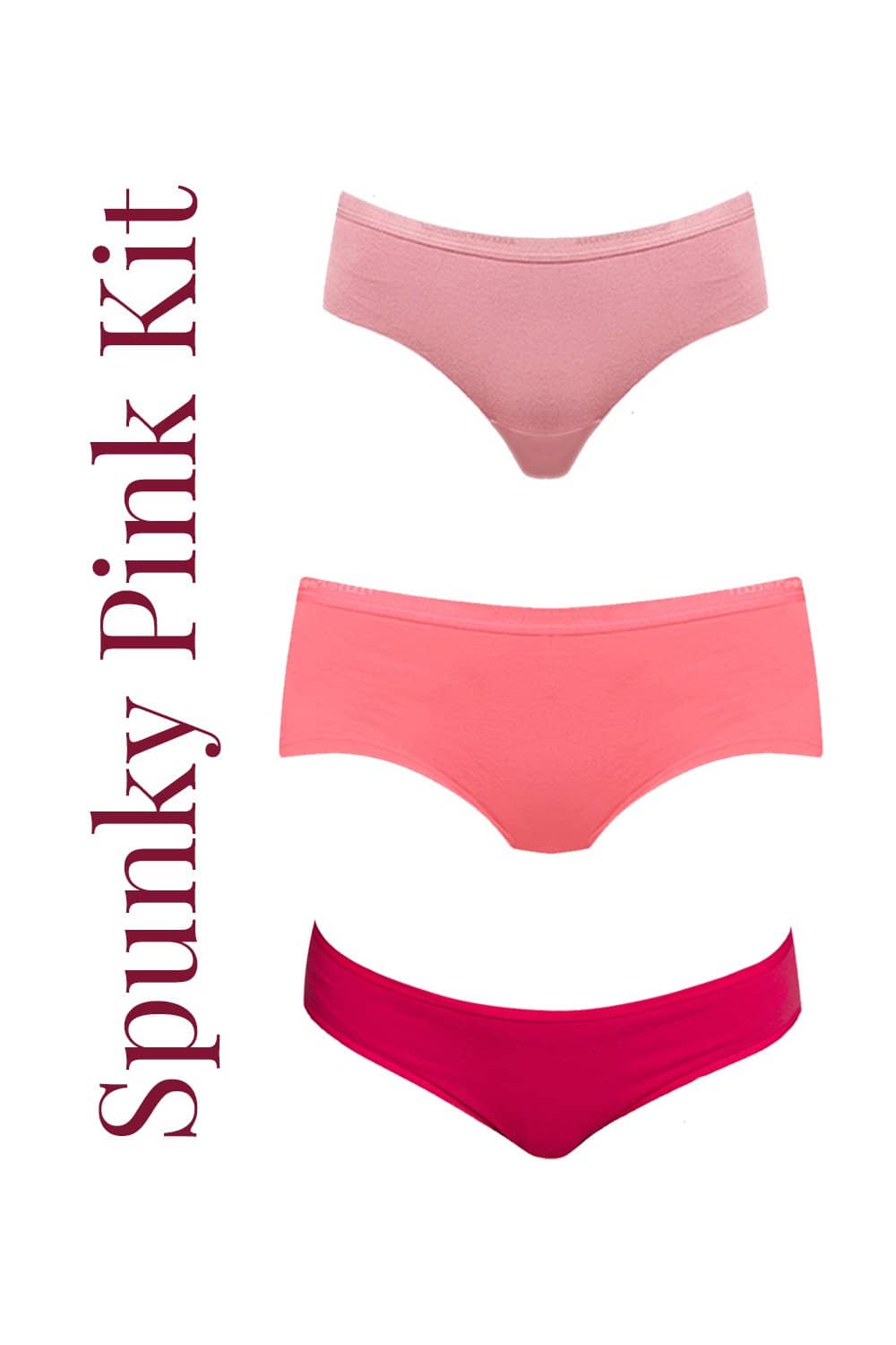 Organic Cotton Antimicrobial Spunky Pink Undies Kit (Pack of 3)-ISPK02-Pink-
