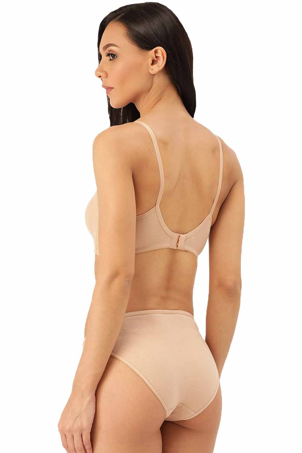 Organic Cotton Antimicrobial Seamless Triangular Bra & Panty Set-ISBP099-Skin-