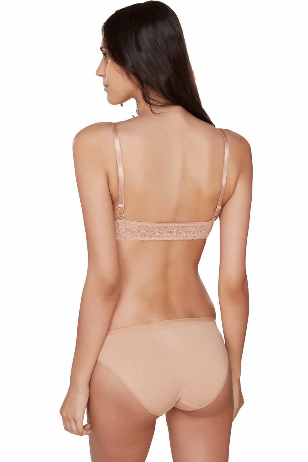 Organic Cotton  Antimicrobial Non-wired Triangular Lace Band Bralette & Panty Set-ISBP095-