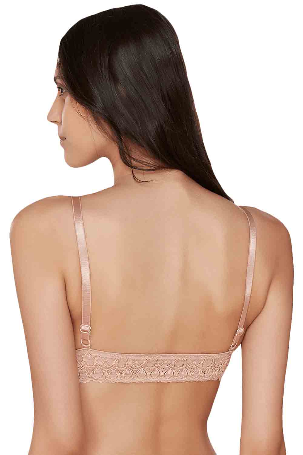 Organic Cotton Antimicrobial Non-wired Triangular Lace Band Bralette-ISB095-