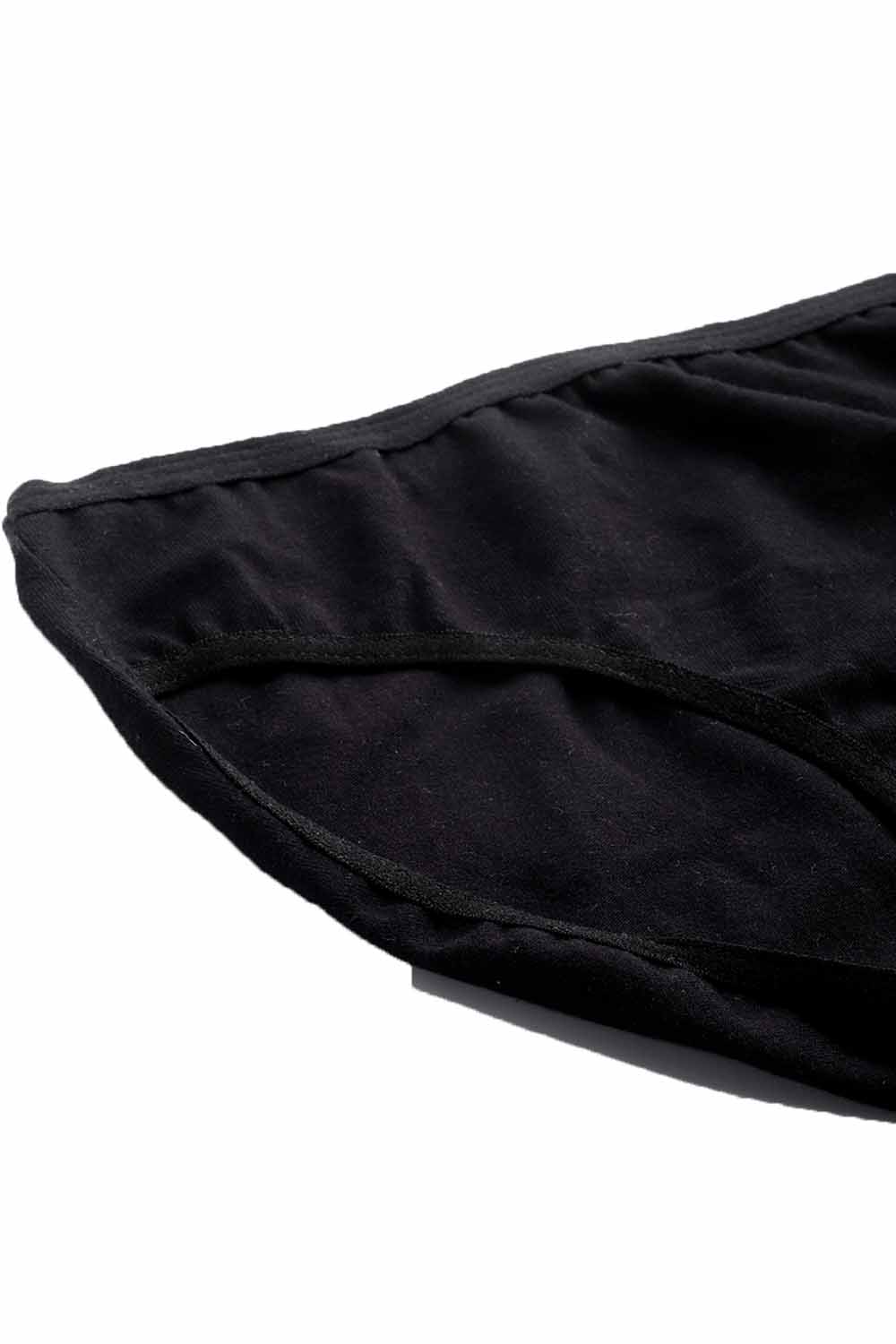 Organic Cotton Antimicrobial Seamless Side Support Bra & Panty Set-ISBP057-Bikini-Black-