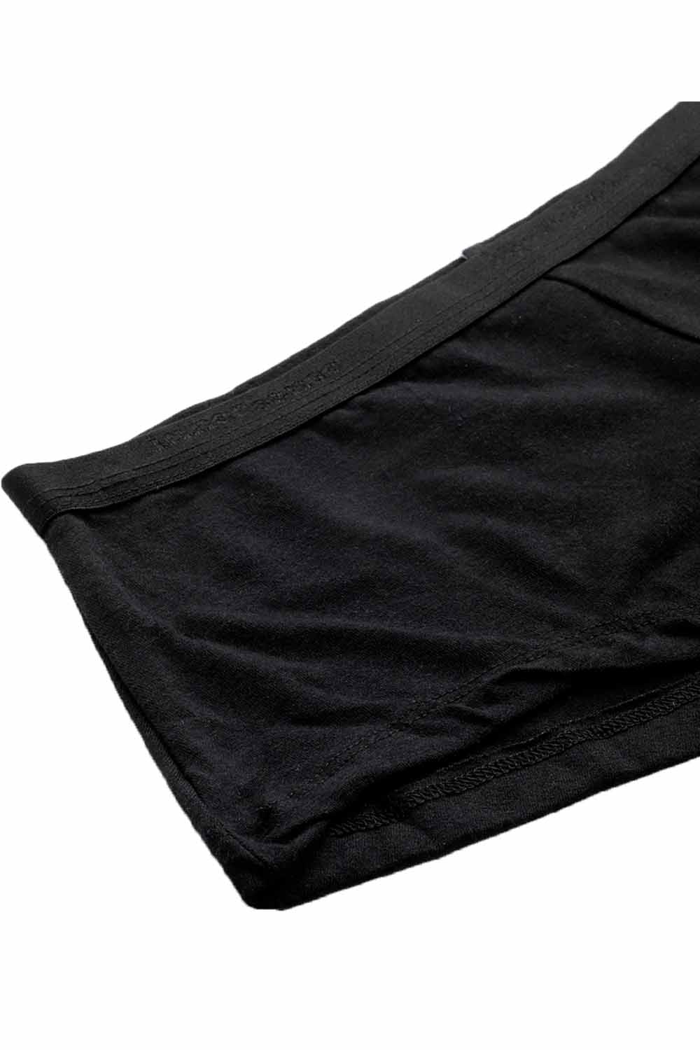 Organic Cotton  Antimicrobial  Seamless Side Support Bra & Panty Set-ISBP057-Boyshorts-Black-