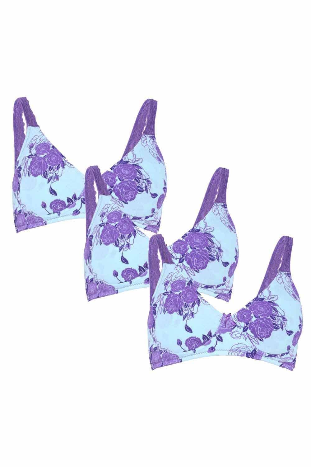Organic Cotton Antimicrobial Lace Back Lightly Padded Non-wired Bra(Pack of 3)-ISB041_41_41-