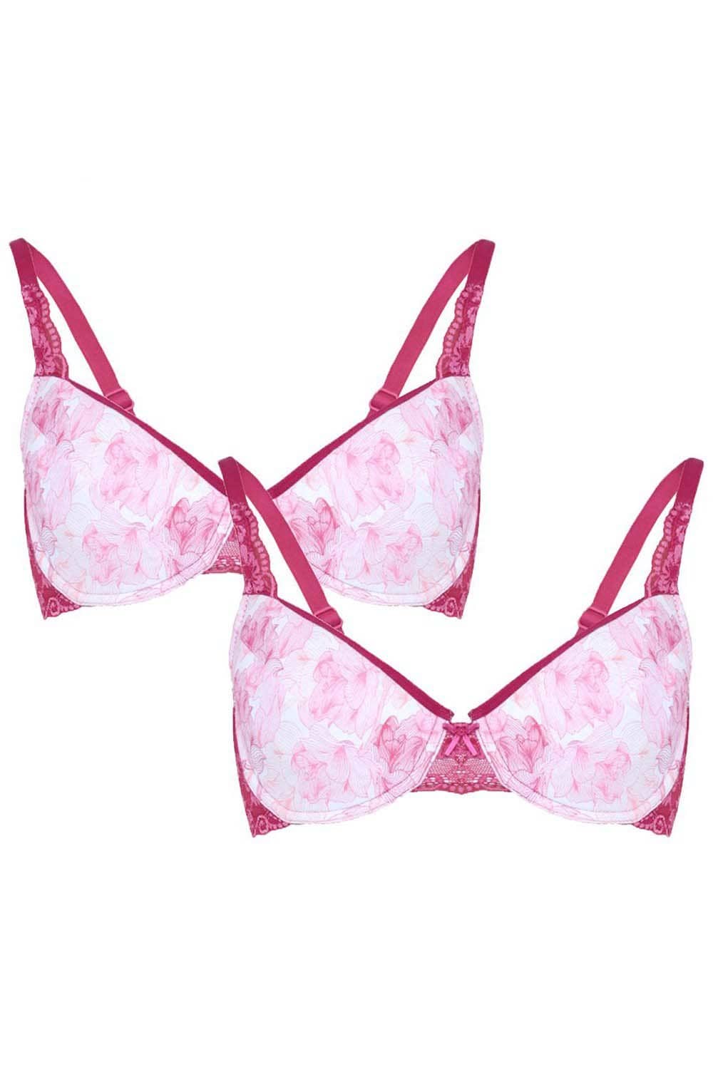 Organic Cotton Antimicrobial Underwired Lightly Padded Lace Bra(Pack of 2)-ISB018B_18B-