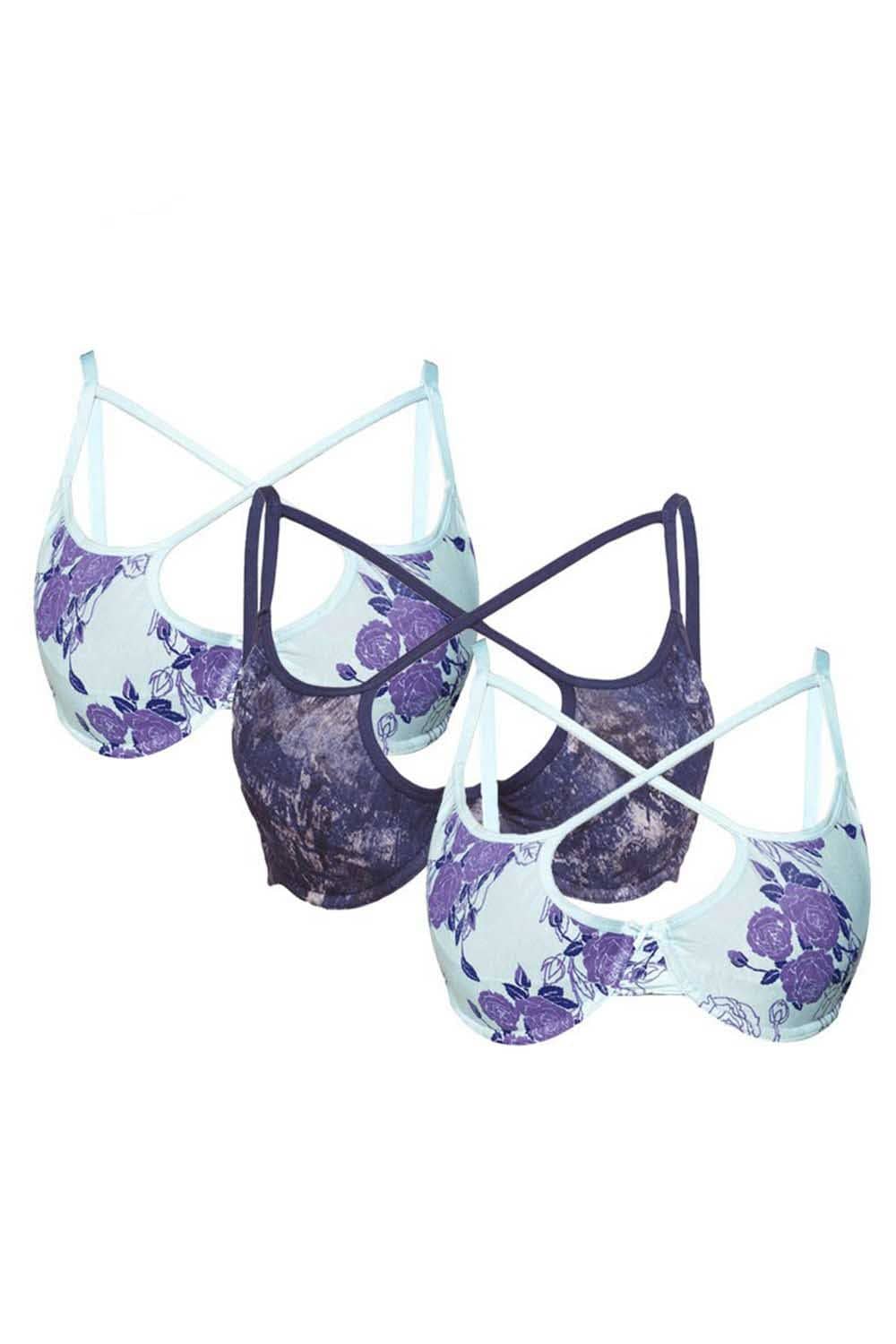 Organic Cotton Antimicrobial Lightly Padded Underwired Cage Bra(Pack of 3)-ISB052_52_53-