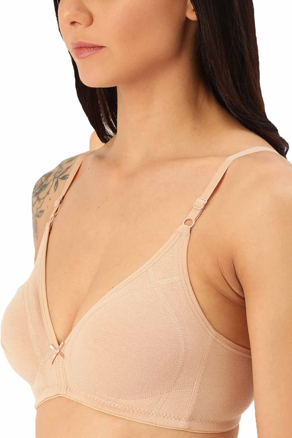 Organic Cotton Antimicrobial Seamless Triangular Bra & Panty Set-ISBP099-Skin-