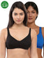 Inner Sense Women Bamboo Cotton Non-Wired Non Padded Bra-ISB057-SnorkalBlue_Black