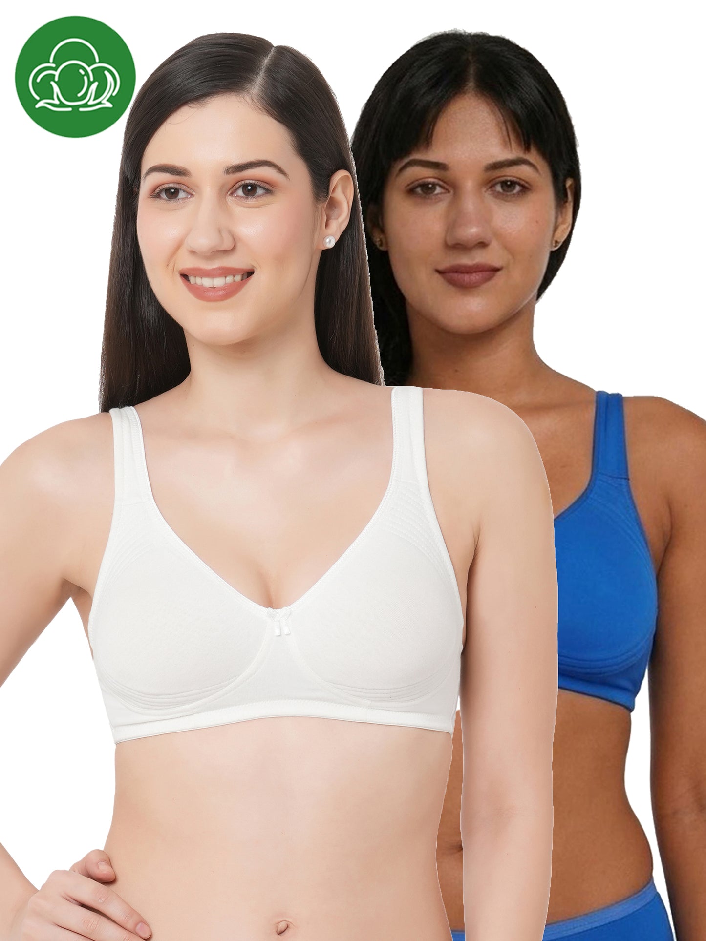 Inner Sense Women Bamboo Cotton Non-Wired Non Padded Bra-ISB057-SnorkalBlue_Mwhite