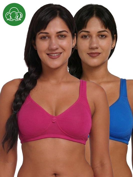 Inner Sense Women Bamboo Cotton Non-Wired Non Padded Bra-ISB057-SnorkalBlue_Maroon