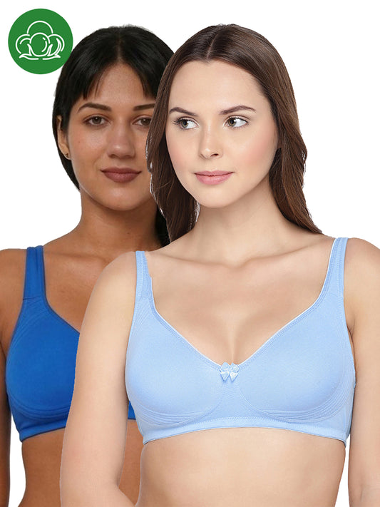 Inner Sense Women Bamboo Cotton Non-Wired Non Padded Bra-ISB057-SnorkalBlue_SkyBlue