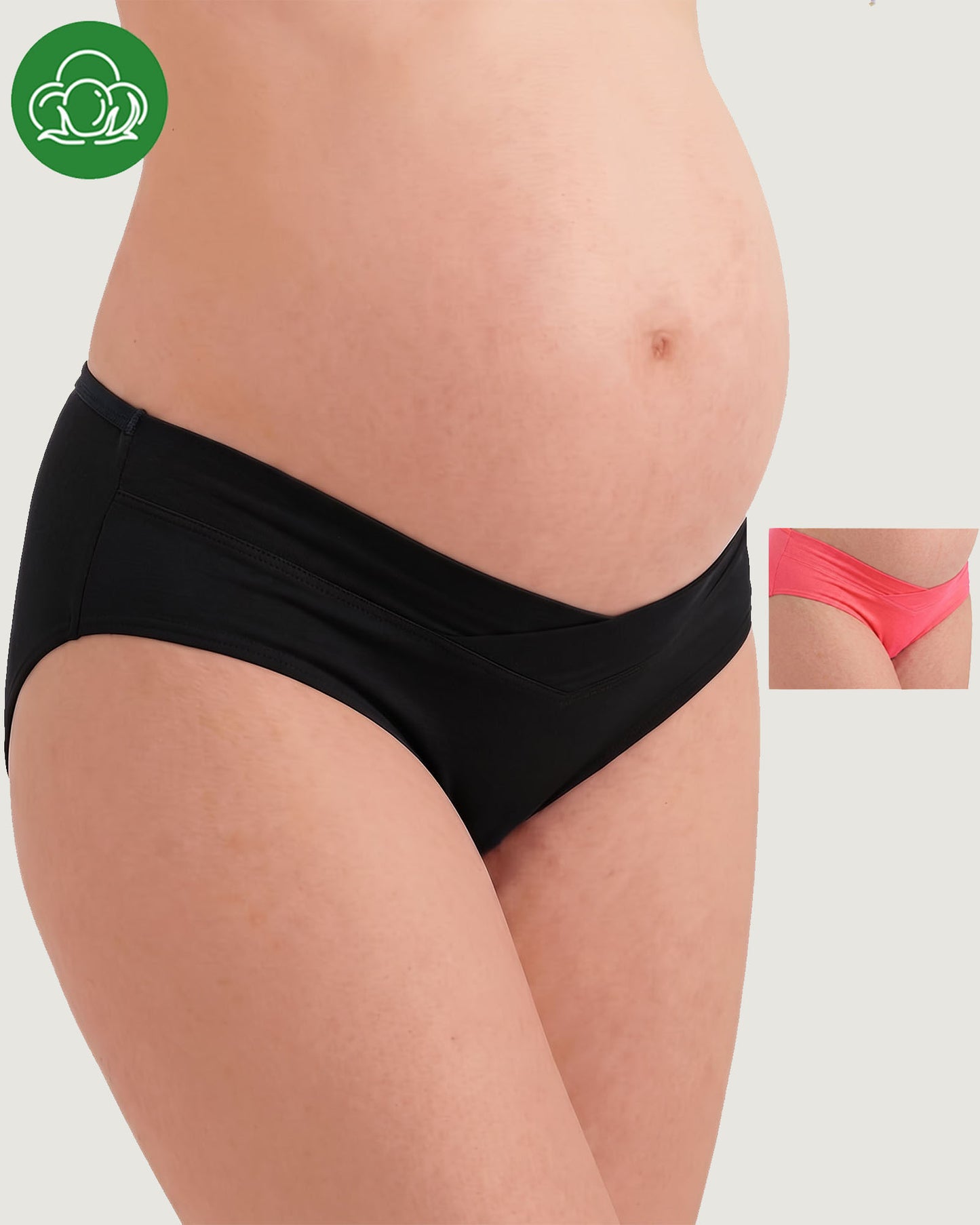 Organic Cotton Antimicrobial Maternity Panty-IMP102-Black_Bright Pink