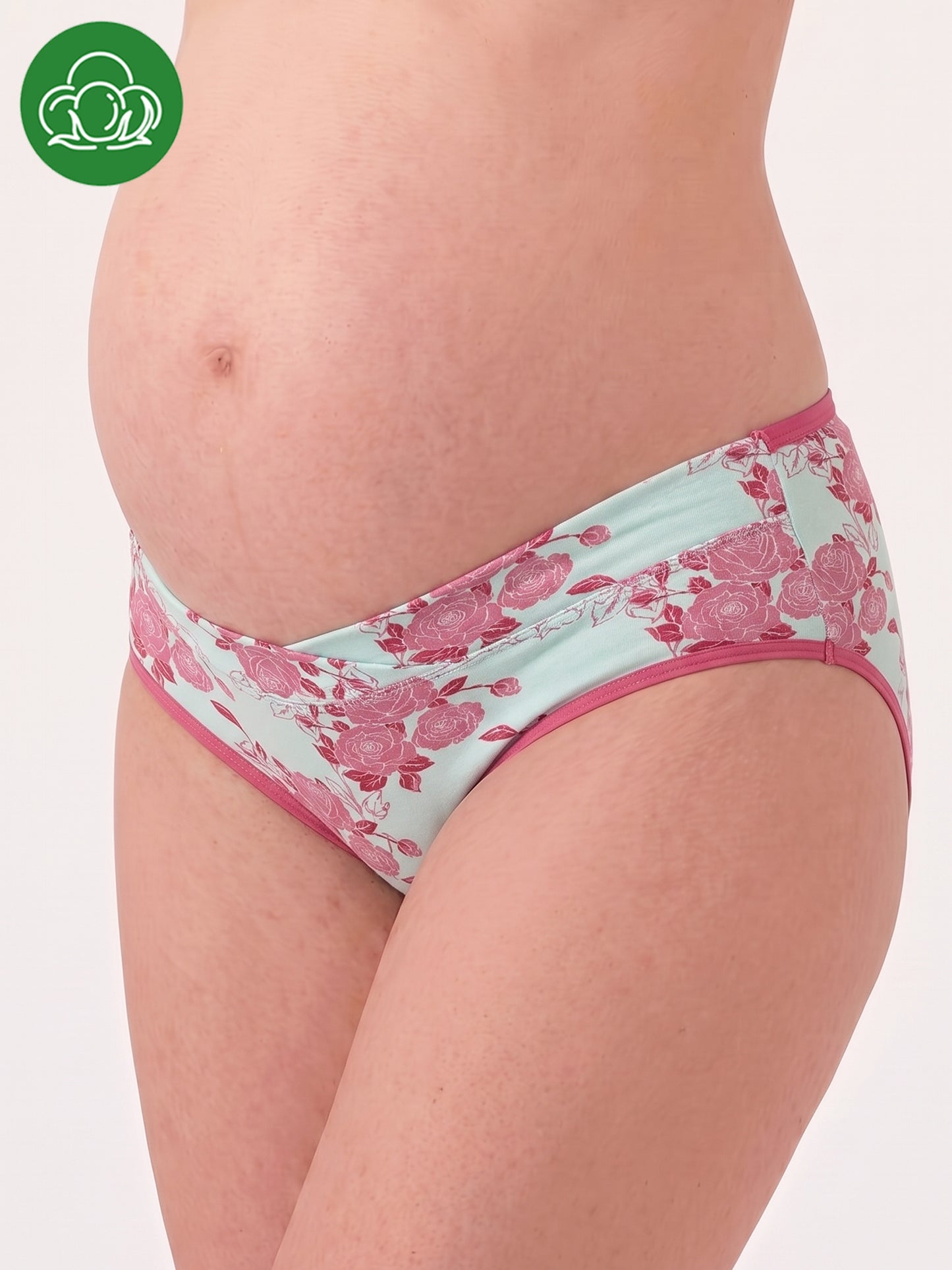 Organic Cotton Antimicrobial Maternity Panty-IMP102-Pink Floral Print_Pink Floral Print-