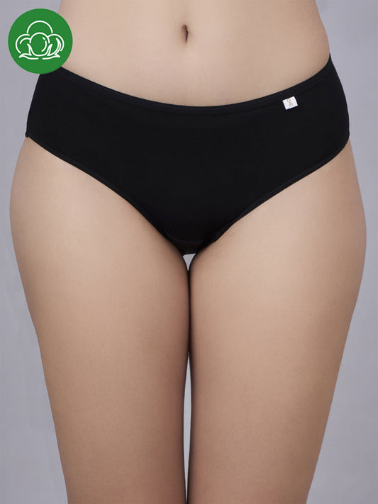 Inner Sense Women Bamboo Medium-Rise Bikini Briefs-ISPB201-Black