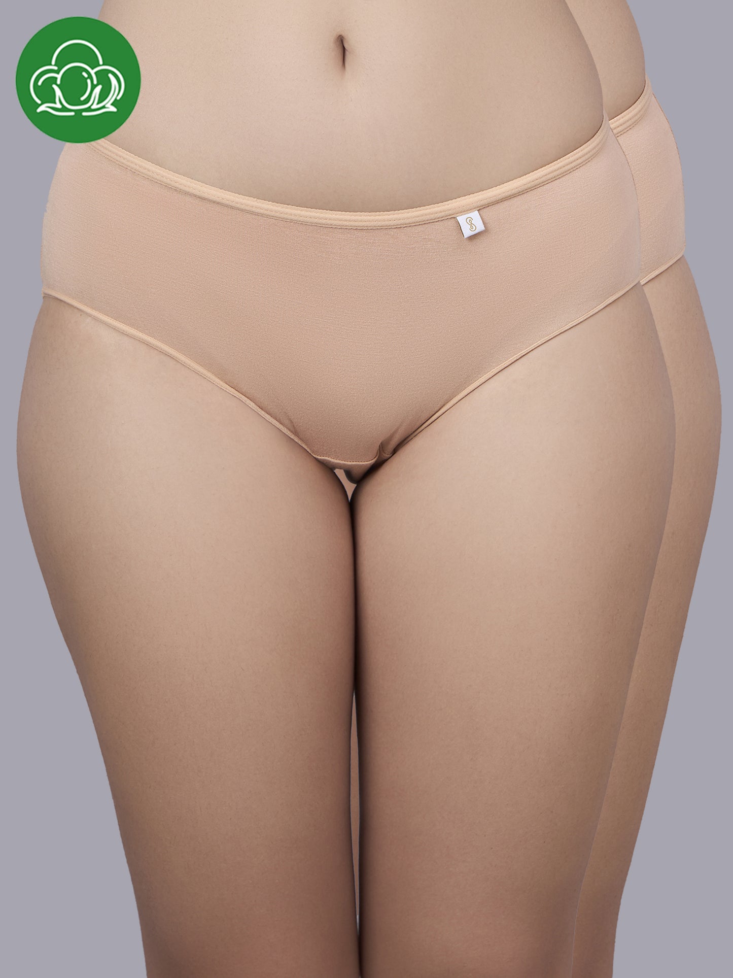 Inner Sense Women Bamboo Pack of 2 Hipster Briefs-ISPB203-Skin_Skin