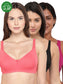 Inner Sense Women Bamboo Cotton Non-Wired Non Padded Bra-ISB057-Black_Bright Pink_Maroon