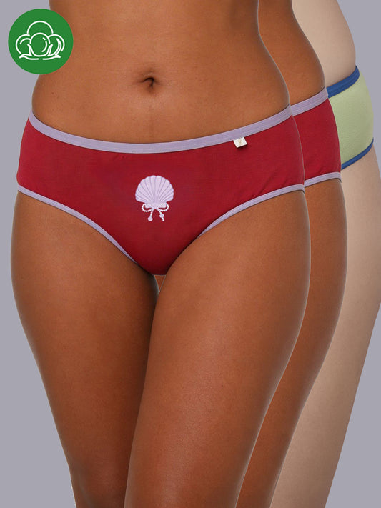 Inner Sense Women Bamboo Medium-Rise Pack of 3 Bikini Briefs-ISPB202-Maroon_Maroon_Avocado-