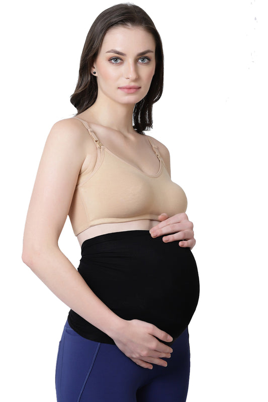 Bamboo Fiber Gathered Side Maternity Belly Band-ISMB002-Anthracite-