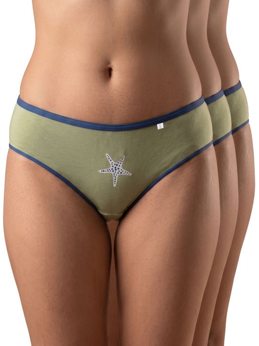 Inner Sense Women Bamboo Medium-Rise Pack of 3 Bikini Briefs-ISPB202-3Avocado-