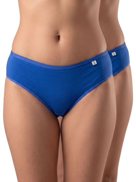 Inner Sense Women Bamboo Medium-Rise Pack of 2 Bikini Briefs-ISP039-Snokal Blue_Snokal Blue
