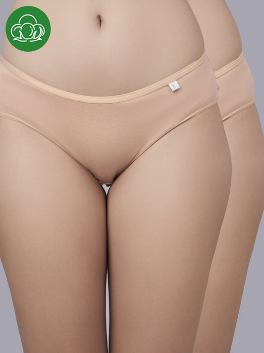 Inner Sense Women Bamboo Medium-Rise Pack of 2 Bikini Briefs-ISPB201-Skin_Skin