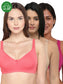 Inner Sense Women Bamboo Cotton Non-Wired Non Padded Bra-ISB057-Bright Pink_Skin_Maroon