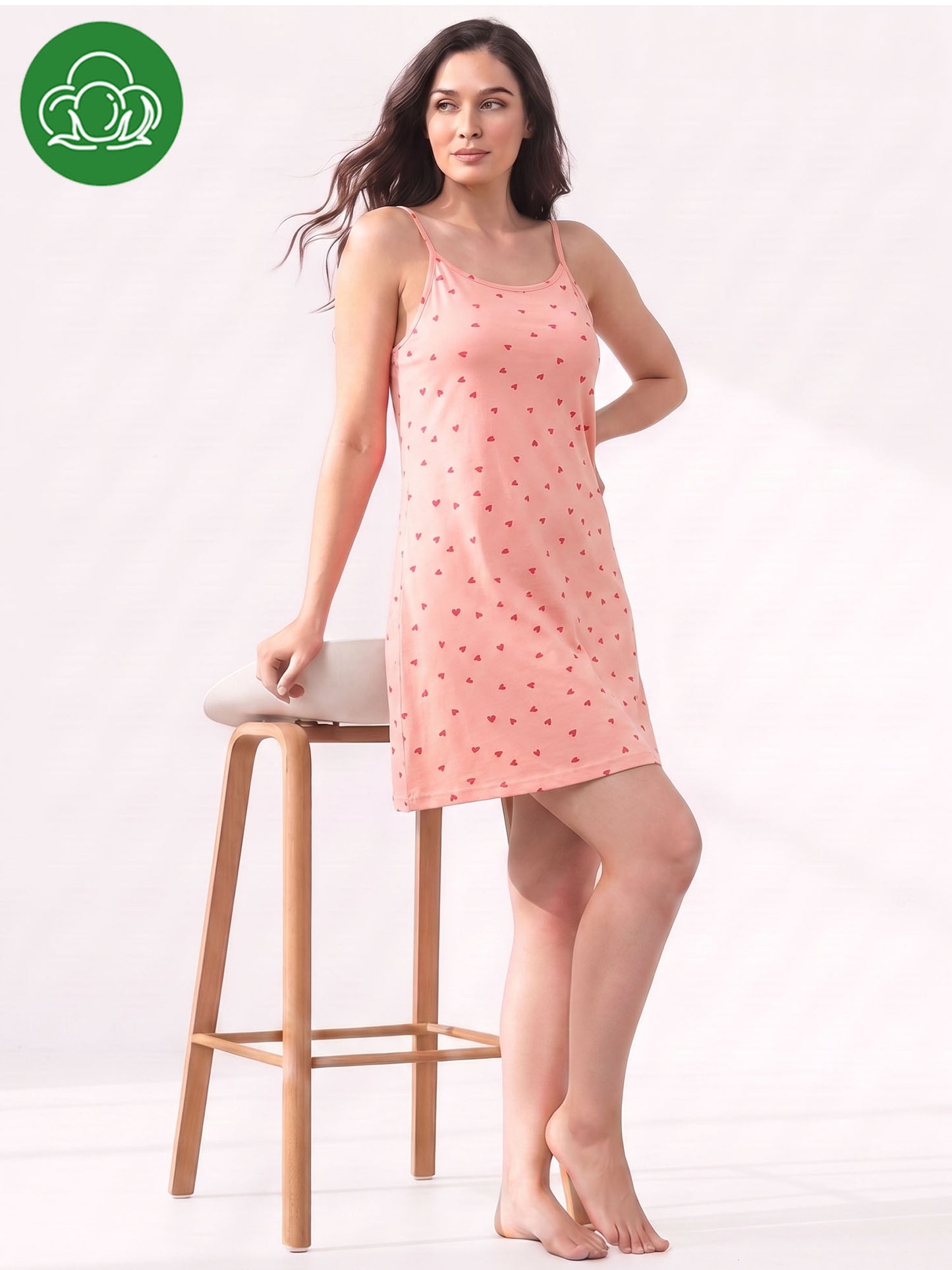 Inner Sense Bamboo Organic Cotton Nightdress-ISL072-Hearts