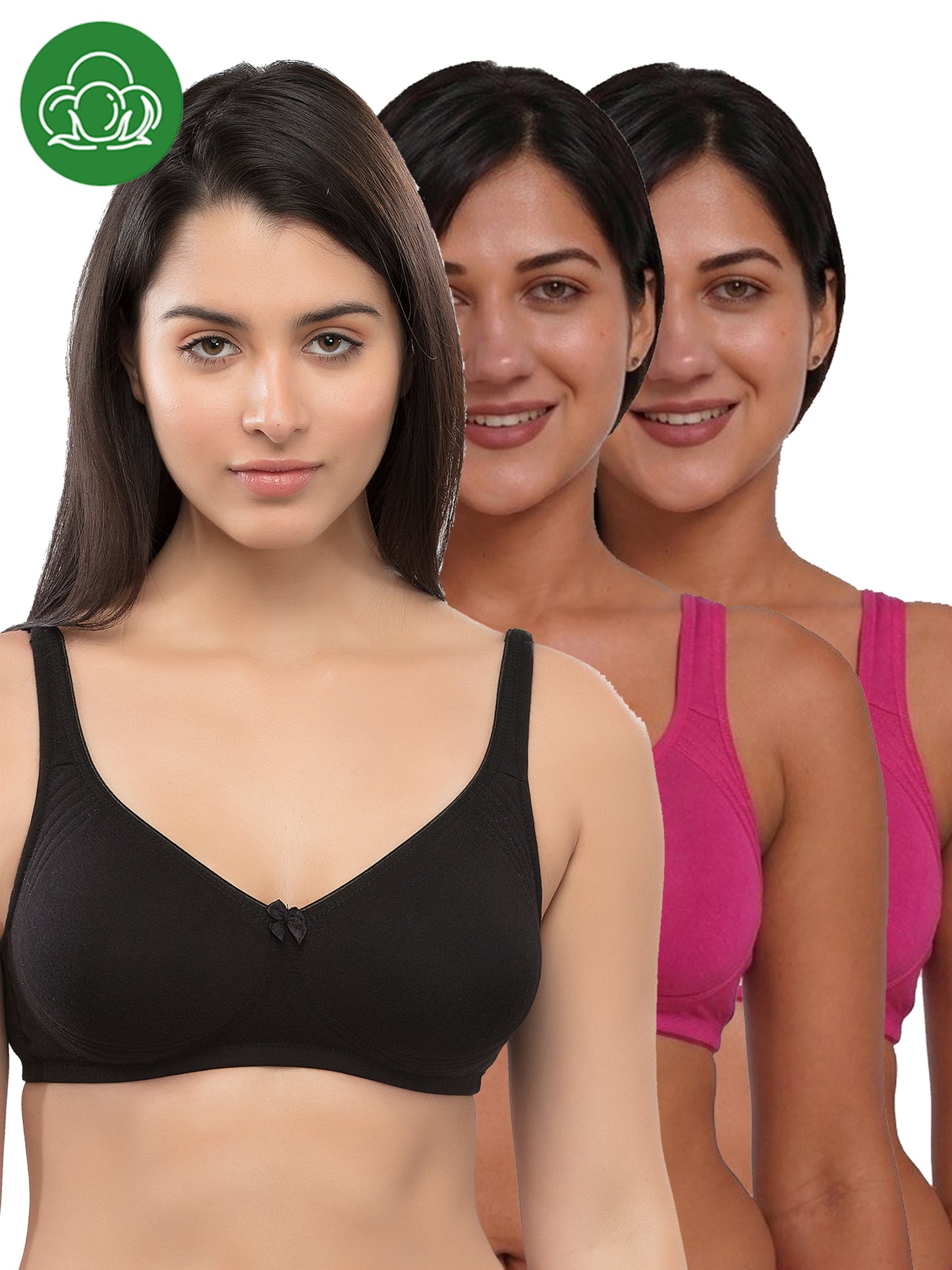 Inner Sense Women Bamboo Cotton Non-Wired Non Padded Bra-ISB057-Maroon_Maroon_Black