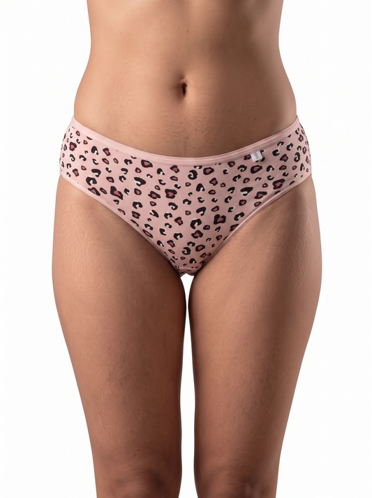 Inner Sense Women Bamboo Medium-Rise Bikini Briefs-ISPB201-Pink cheetah