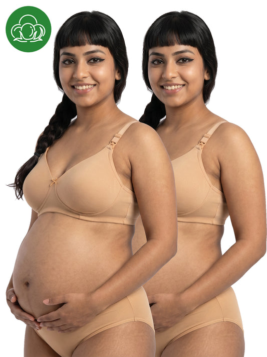 Organic Cotton Antimicrobial Padded Nonwired Feeding Bra Combo-IMB009B_9B