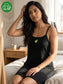 Inner Sense Bamboo Organic Cotton Nightdress-ISL070-Black Pineapple