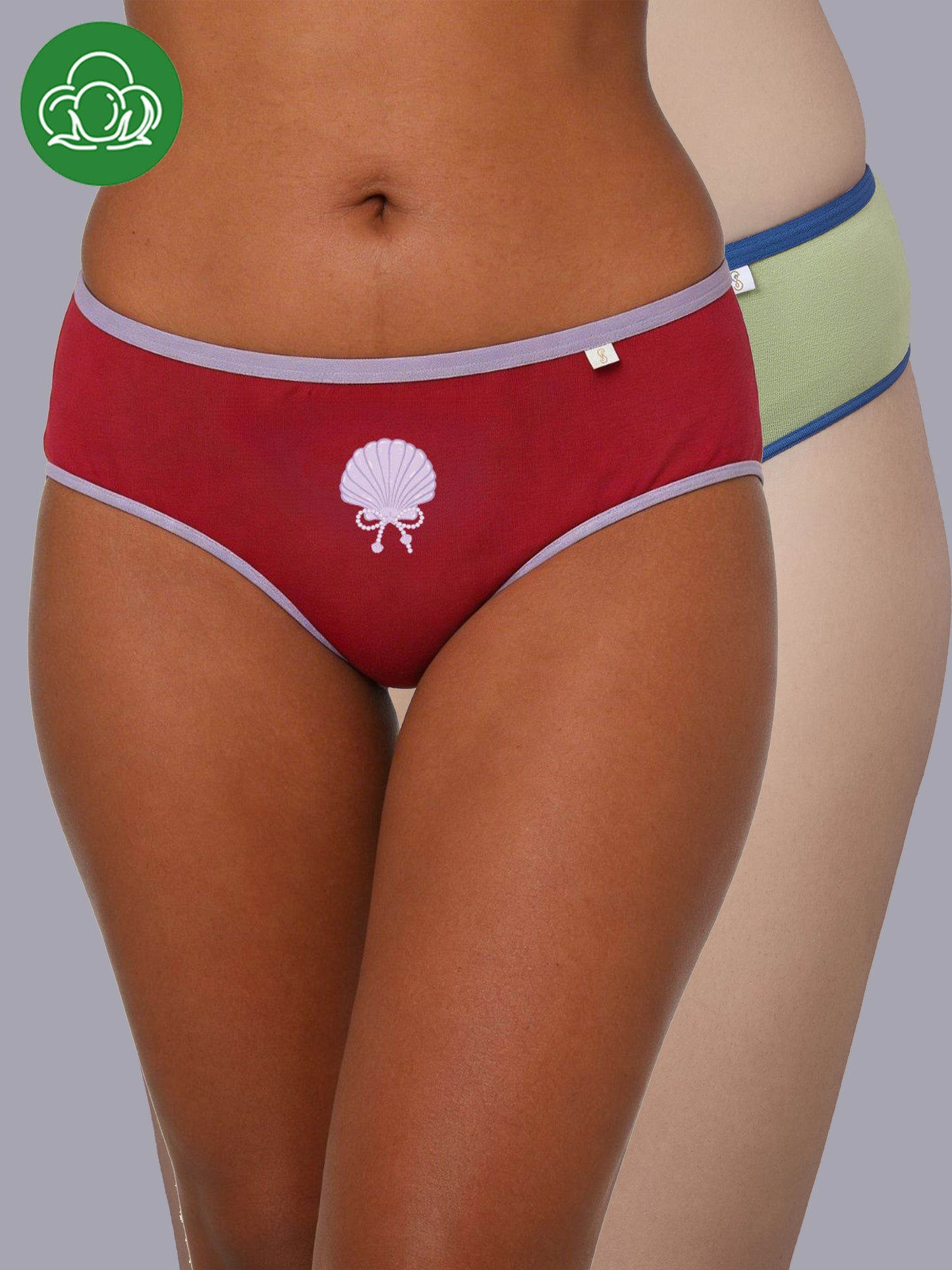Inner Sense Women Bamboo Medium-Rise Pack of 2 Bikini Briefs-ISPB202-Maroon_Avocado-