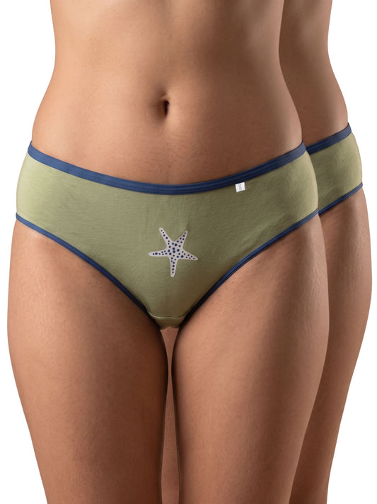 Inner Sense Women Bamboo Medium-Rise Pack of 2 Bikini Briefs-ISPB202-Avocado_Avocado-
