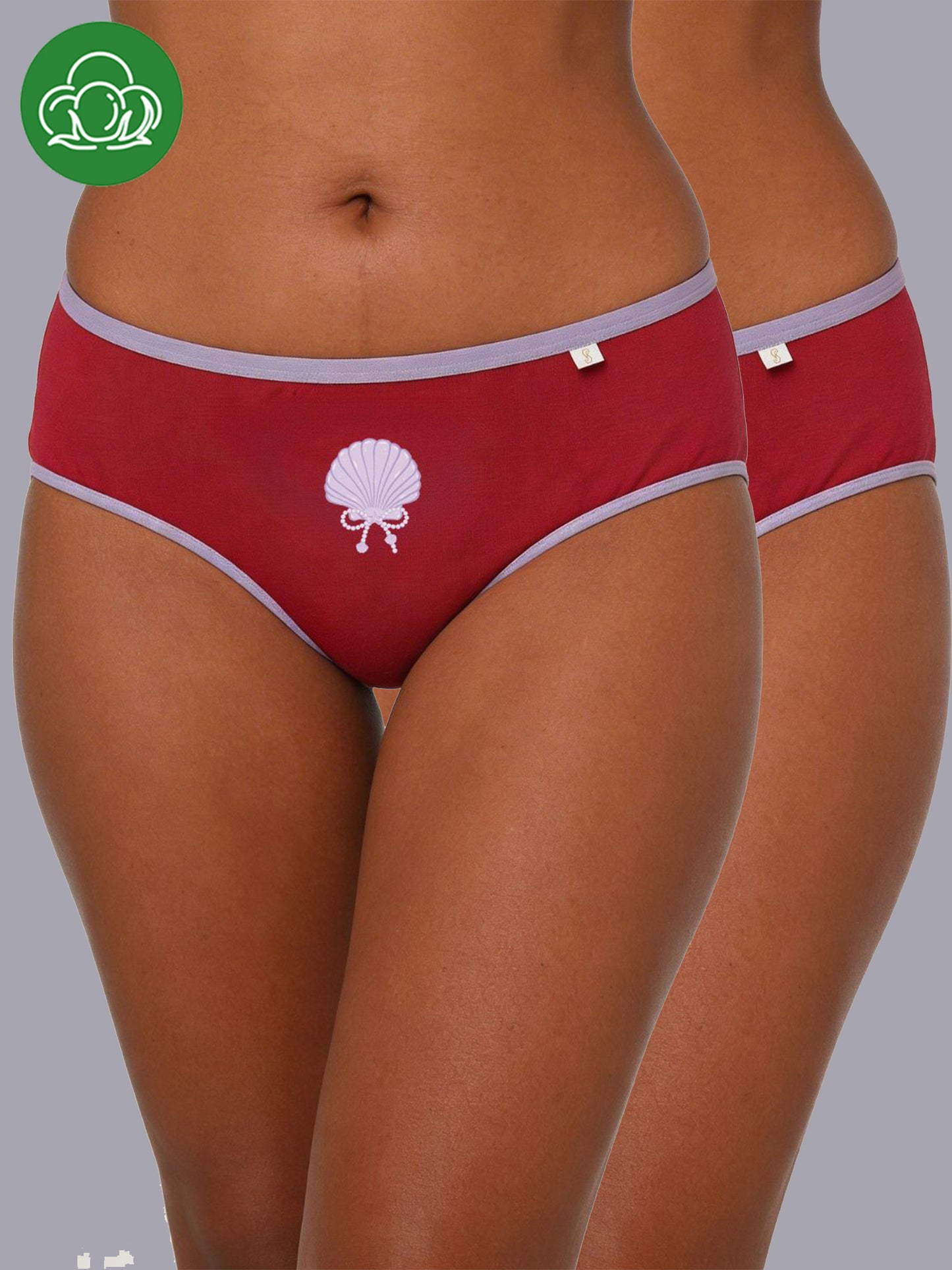Women Bamboo Medium-Rise Bikini Briefs-ISPB202-Maroon_Maroon